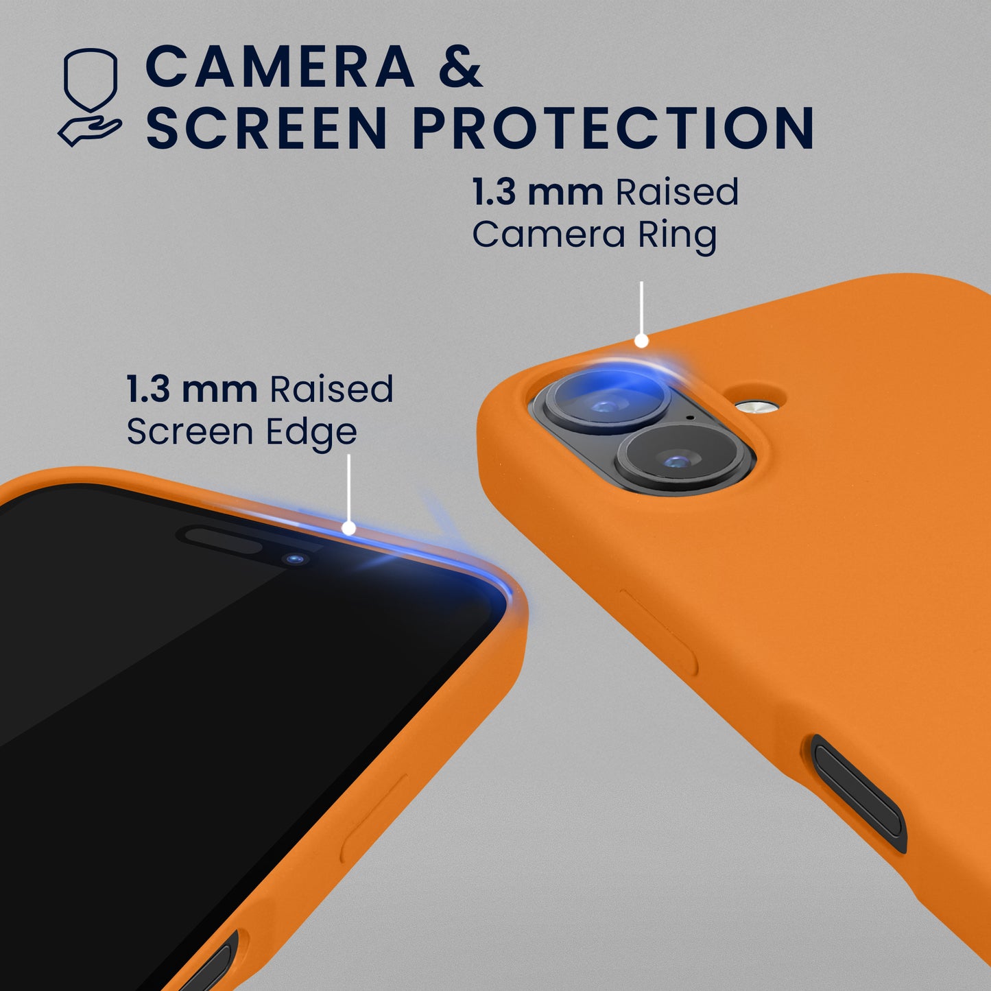 kwmobile Handyhülle mit 2x Displayschutzfolien kompatibel mit Apple iPhone 16 Hülle - Screen Protector aus gehärtetem Glas - kabelloses Laden - Fruity Orange Fruity Orange