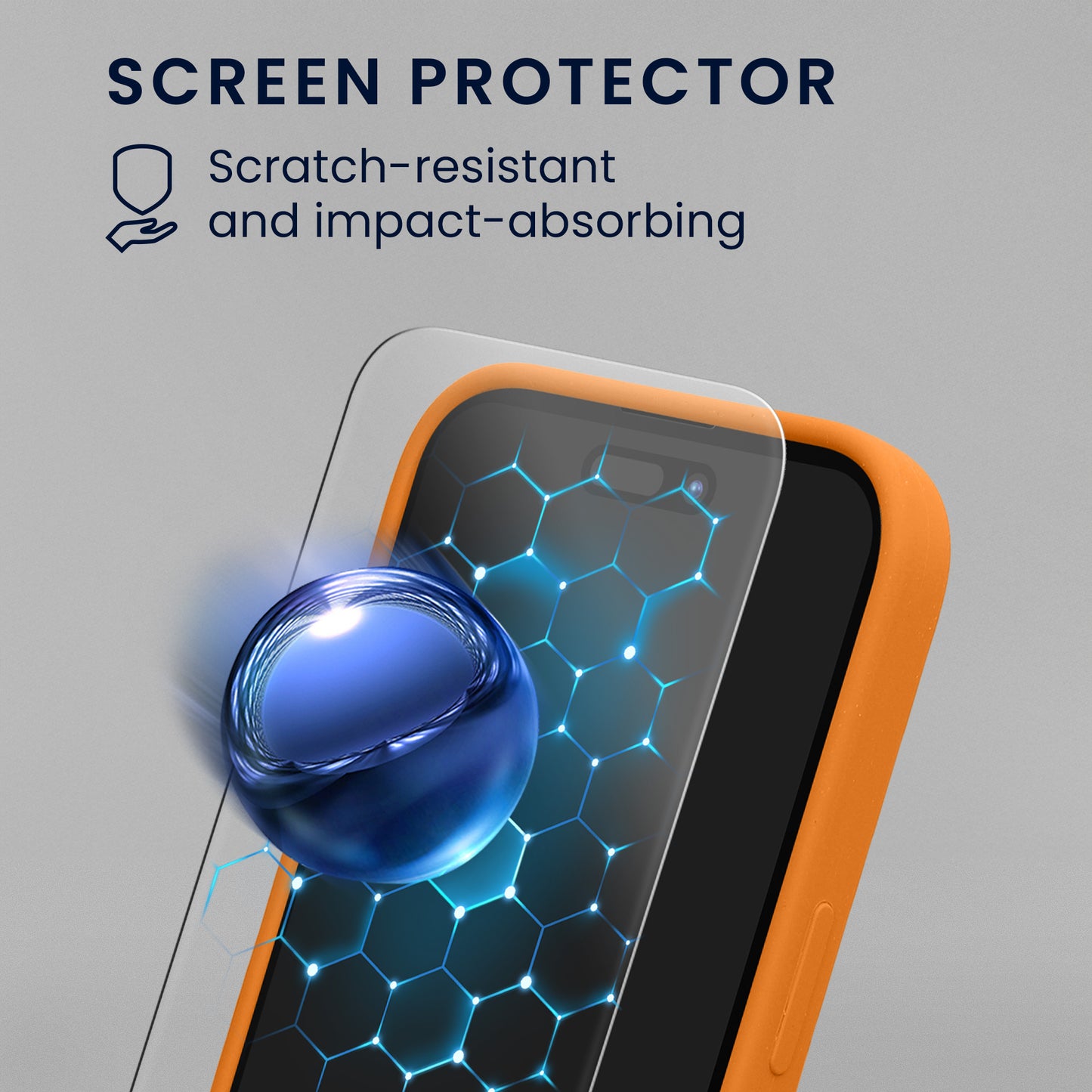 kwmobile Handyhülle mit 2x Displayschutzfolien kompatibel mit Apple iPhone 16 Hülle - Screen Protector aus gehärtetem Glas - kabelloses Laden - Fruity Orange Fruity Orange