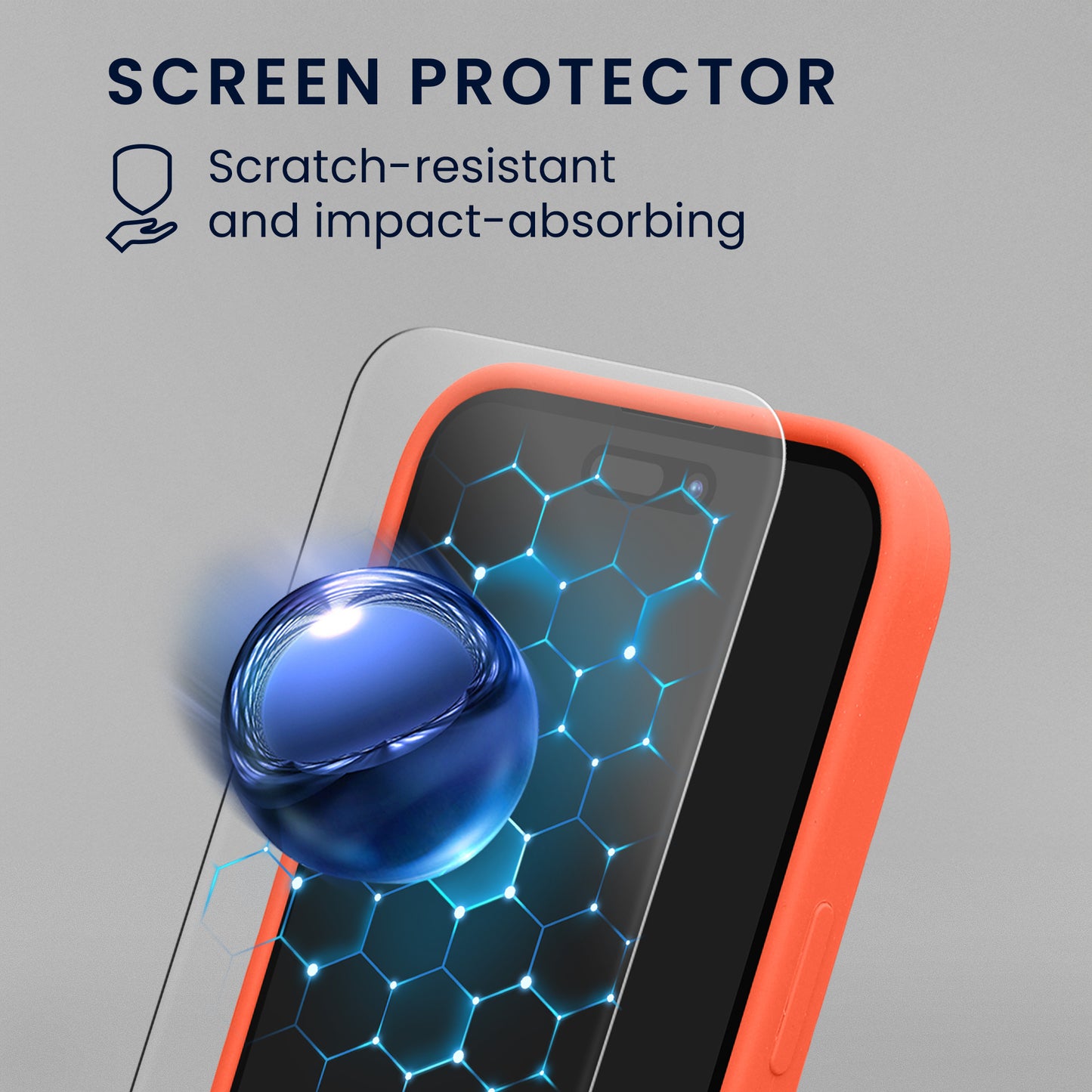 kwmobile Handyhülle mit 2x Displayschutzfolien kompatibel mit Apple iPhone 16 Hülle - Screen Protector aus gehärtetem Glas - kabelloses Laden - Leuchtende Koralle Leuchtende Koralle