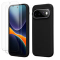 kwmobile Handyhülle mit 2x Displayschutzfolien kompatibel mit Google Pixel 11 / Pixel 11 Pro Hülle - Screen Protector aus gehärtetem Glas - kabelloses Laden - Schwarz Schwarz