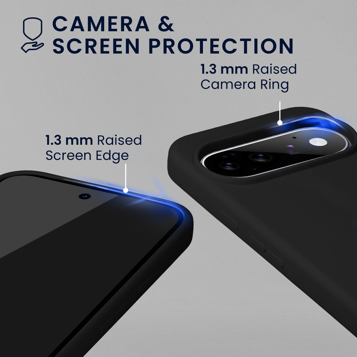 kwmobile Handyhülle mit 2x Displayschutzfolien kompatibel mit Google Pixel 11 / Pixel 11 Pro Hülle - Screen Protector aus gehärtetem Glas - kabelloses Laden - Schwarz Schwarz