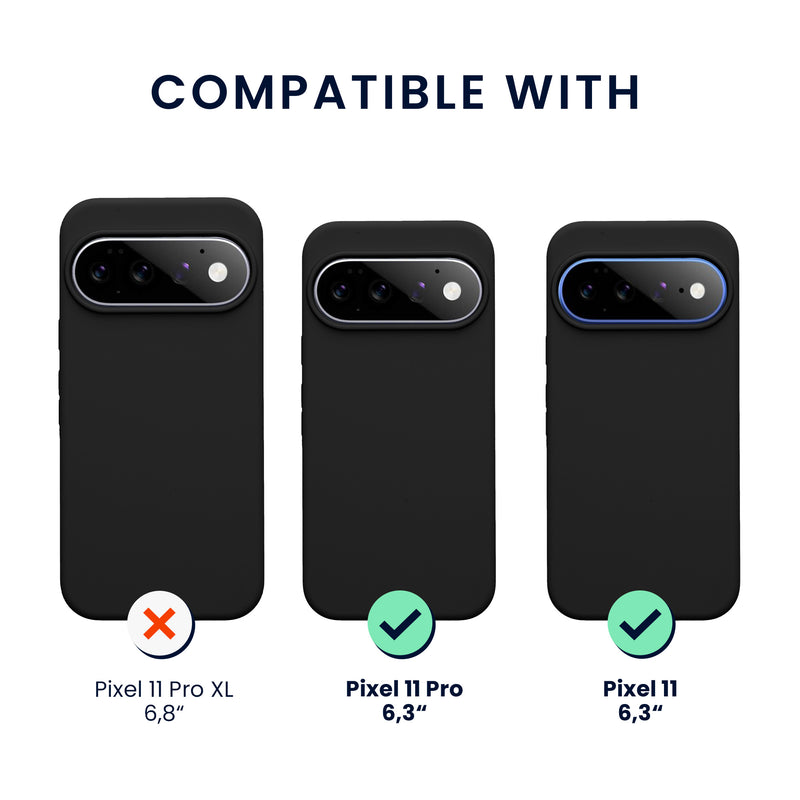 kwmobile Handyhülle mit 2x Displayschutzfolien kompatibel mit Google Pixel 11 / Pixel 11 Pro Hülle - Screen Protector aus gehärtetem Glas - kabelloses Laden - Schwarz Schwarz