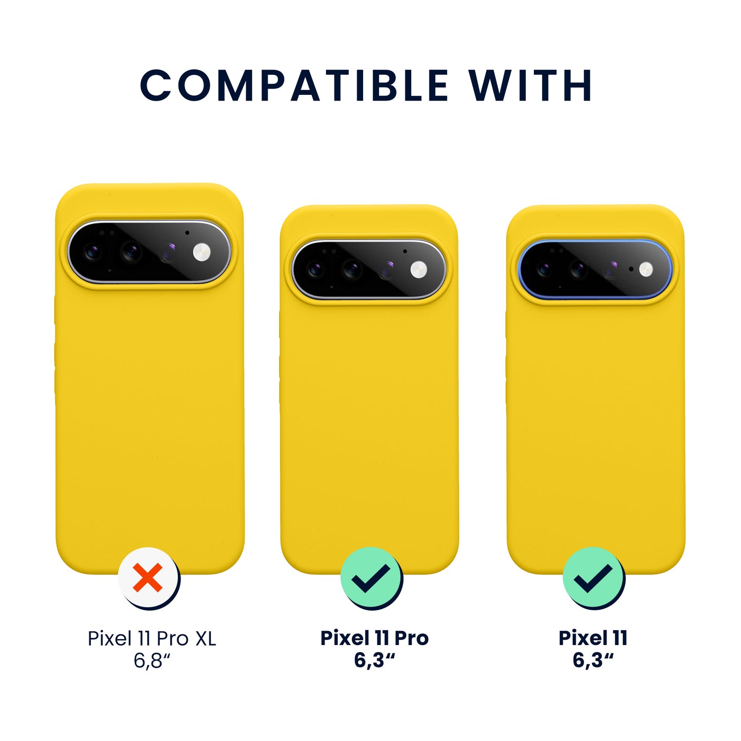 kwmobile Handyhülle mit 2x Displayschutzfolien kompatibel mit Google Pixel 11 / Pixel 11 Pro Hülle - Screen Protector aus gehärtetem Glas - kabelloses Laden - Strahlend Gelb Strahlend Gelb