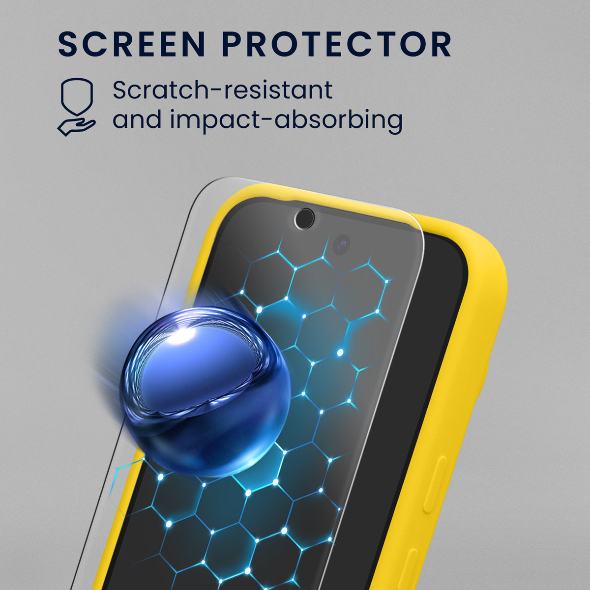 kwmobile Handyhülle mit 2x Displayschutzfolien kompatibel mit Google Pixel 11 / Pixel 11 Pro Hülle - Screen Protector aus gehärtetem Glas - kabelloses Laden - Strahlend Gelb Strahlend Gelb