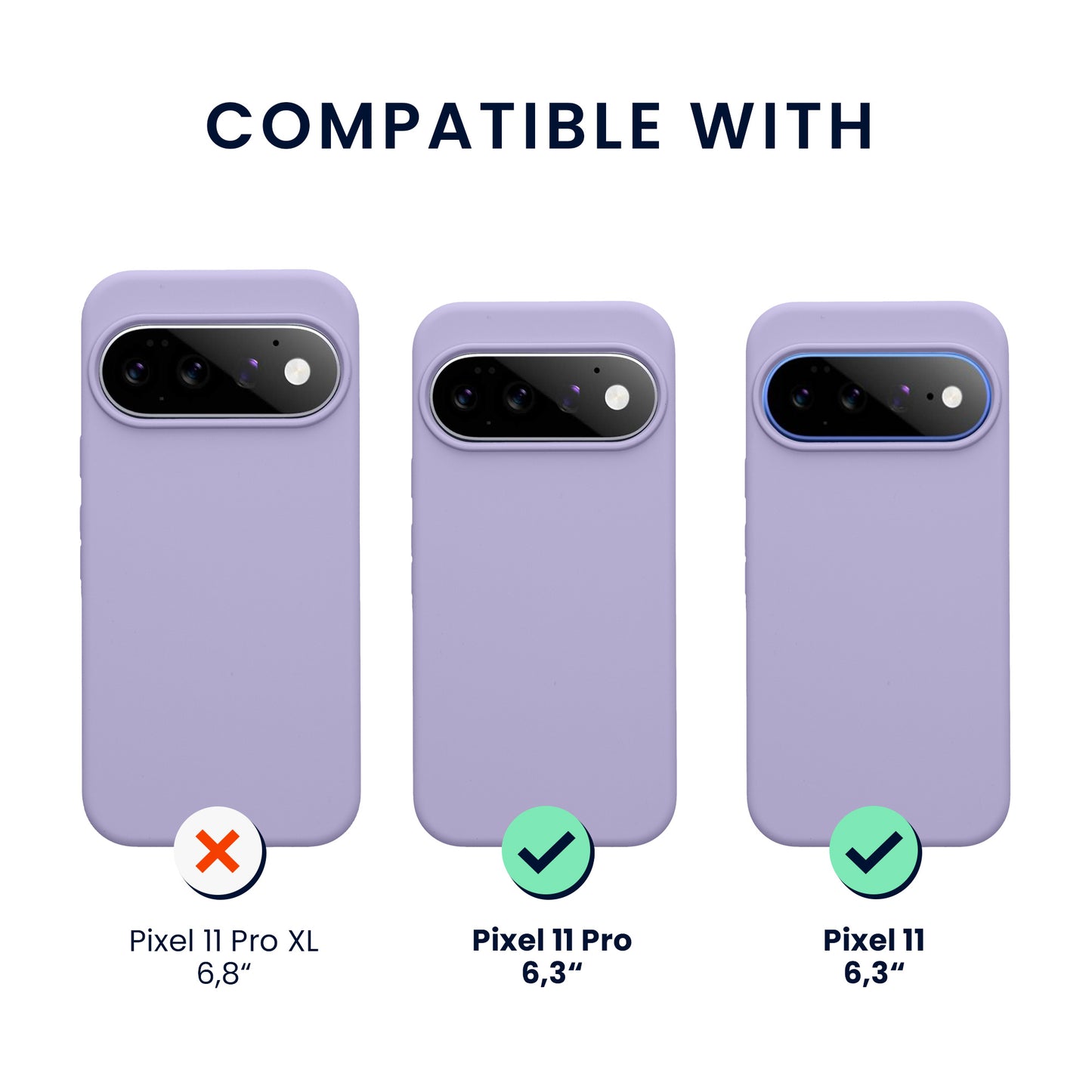 kwmobile Handyhülle mit 2x Displayschutzfolien kompatibel mit Google Pixel 11 / Pixel 11 Pro Hülle - Screen Protector aus gehärtetem Glas - kabelloses Laden - Lavendel Lavendel