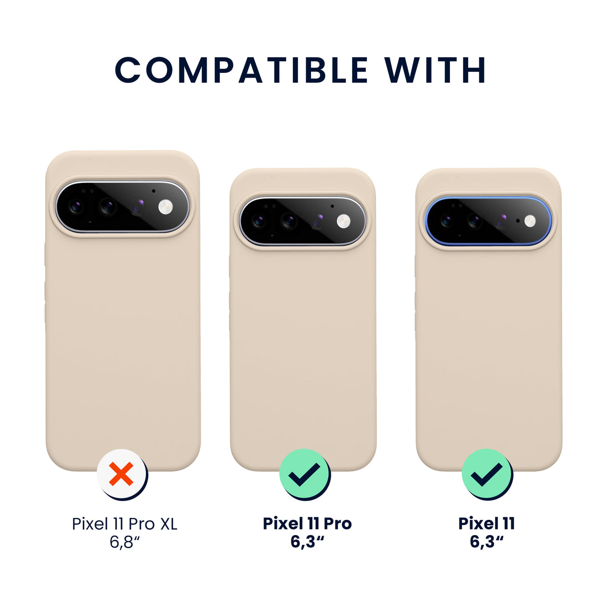 kwmobile Handyhülle mit 2x Displayschutzfolien kompatibel mit Google Pixel 11 / Pixel 11 Pro Hülle - Screen Protector aus gehärtetem Glas - kabelloses Laden - Creme matt Creme matt