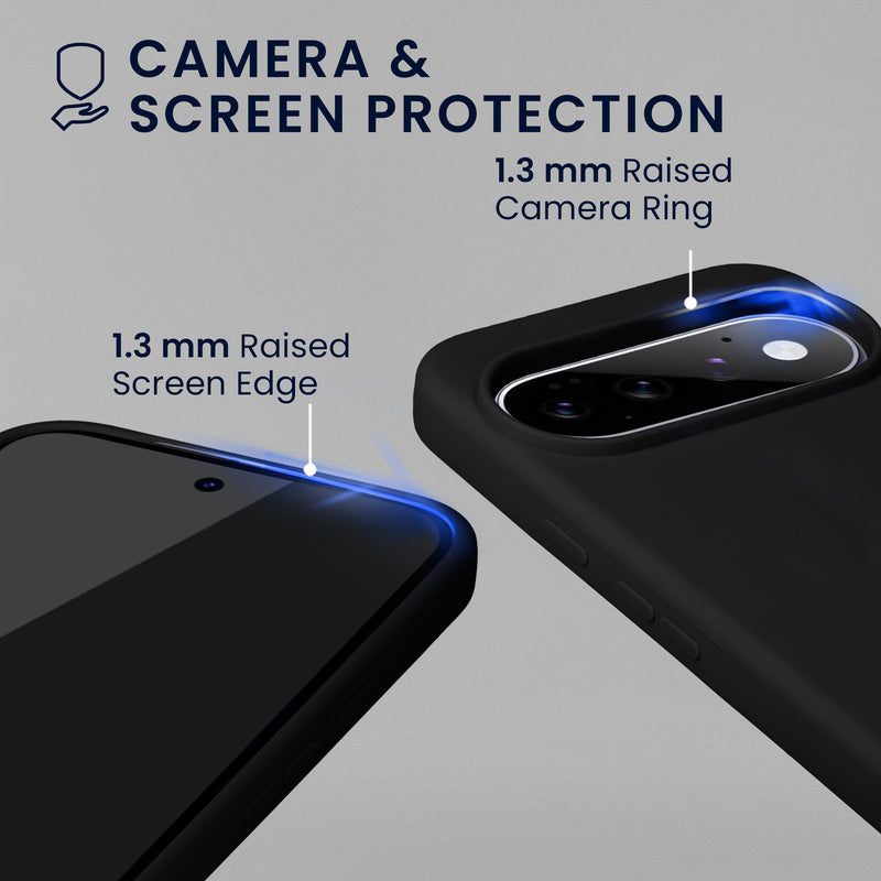 kwmobile Handyhülle mit 2x Displayschutzfolien kompatibel mit Google Pixel 11 Pro XL Hülle - Screen Protector aus gehärtetem Glas - kabelloses Laden - Schwarz Schwarz