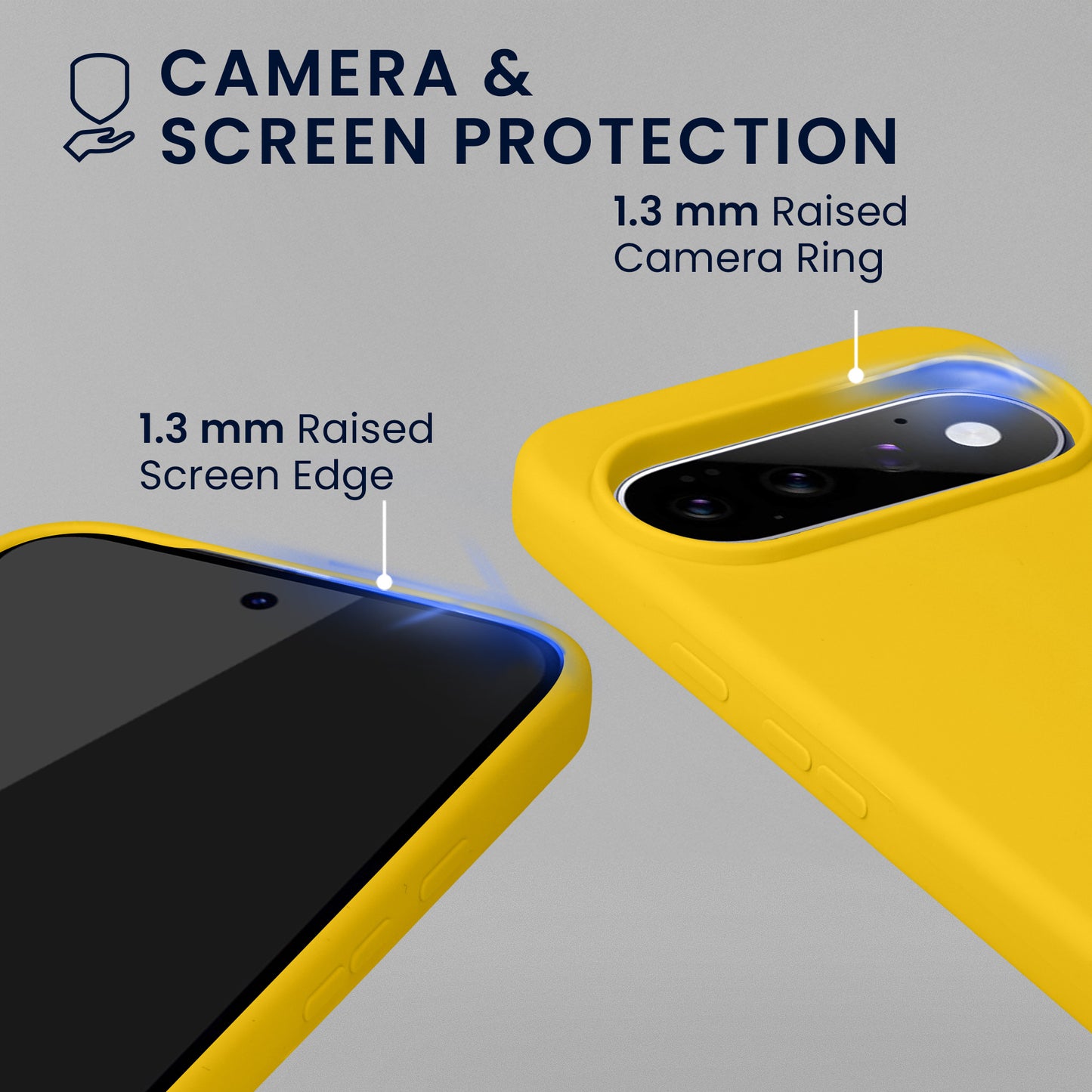 kwmobile Handyhülle mit 2x Displayschutzfolien kompatibel mit Google Pixel 11 Pro XL Hülle - Screen Protector aus gehärtetem Glas - kabelloses Laden - Strahlend Gelb Strahlend Gelb