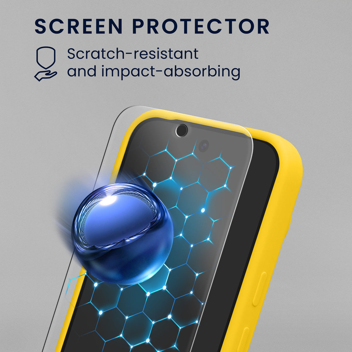 kwmobile Handyhülle mit 2x Displayschutzfolien kompatibel mit Google Pixel 11 Pro XL Hülle - Screen Protector aus gehärtetem Glas - kabelloses Laden - Strahlend Gelb Strahlend Gelb