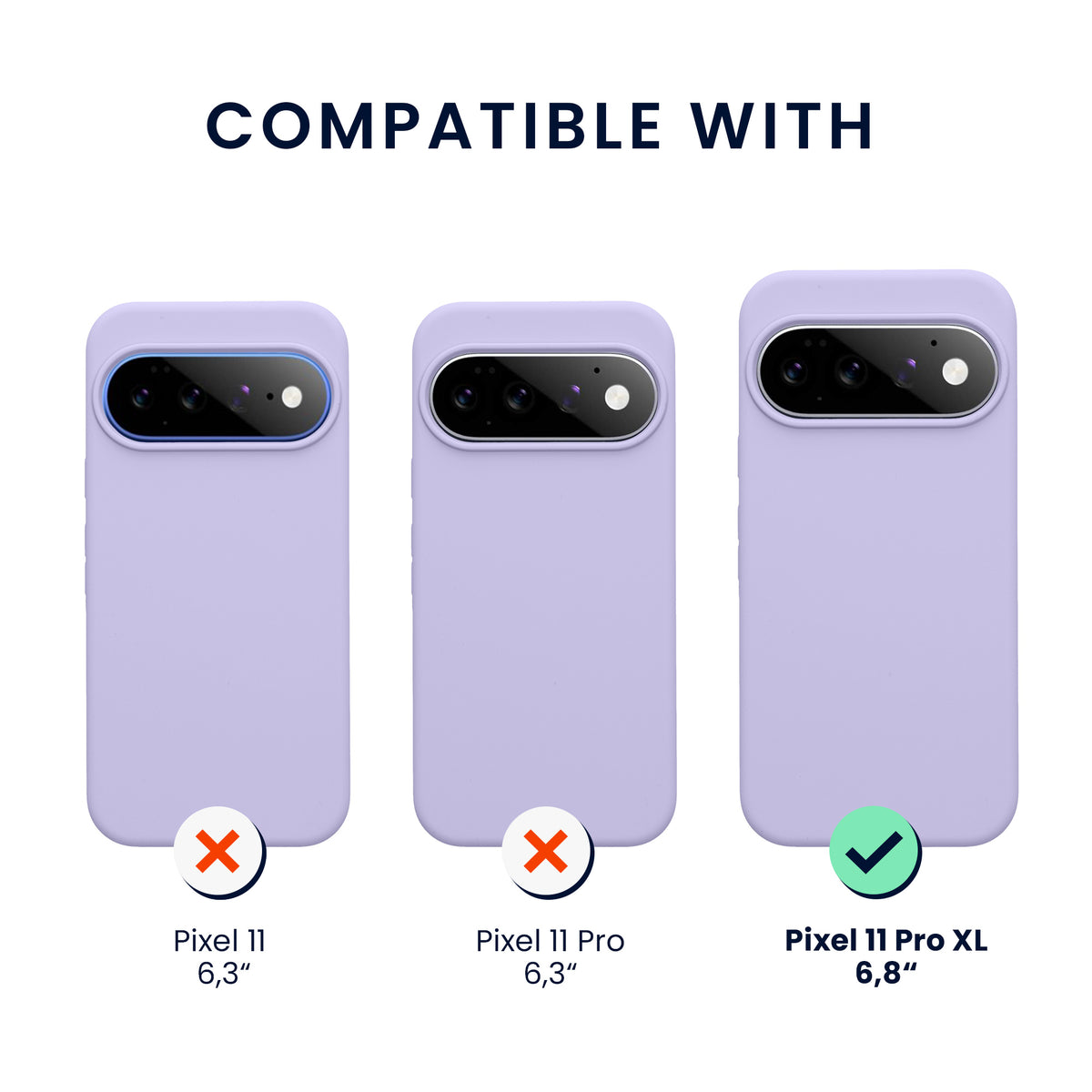 kwmobile Handyhülle mit 2x Displayschutzfolien kompatibel mit Google Pixel 11 Pro XL Hülle - Screen Protector aus gehärtetem Glas - kabelloses Laden - Lavendel Lavendel