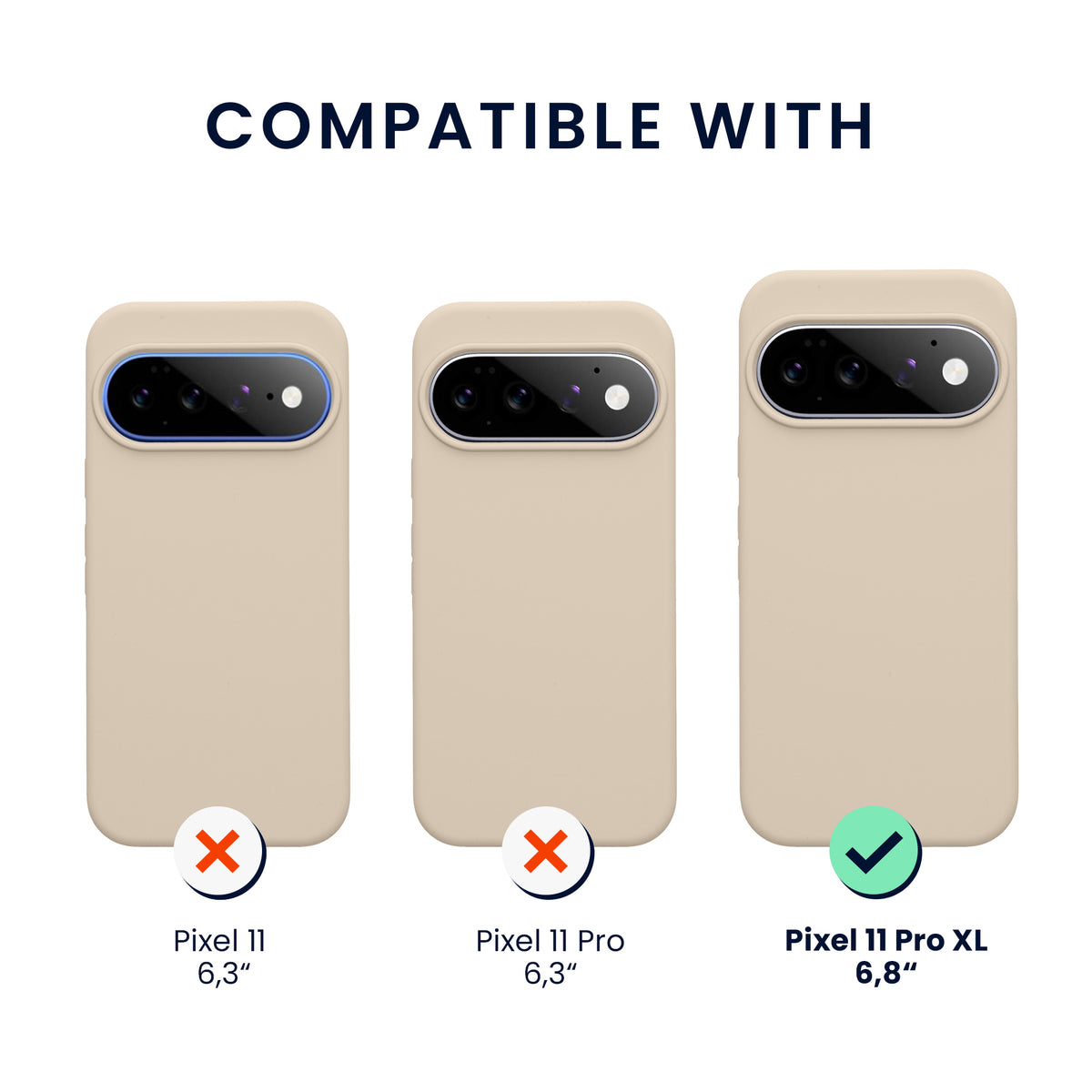 kwmobile Handyhülle mit 2x Displayschutzfolien kompatibel mit Google Pixel 11 Pro XL Hülle - Screen Protector aus gehärtetem Glas - kabelloses Laden - Creme matt Creme matt