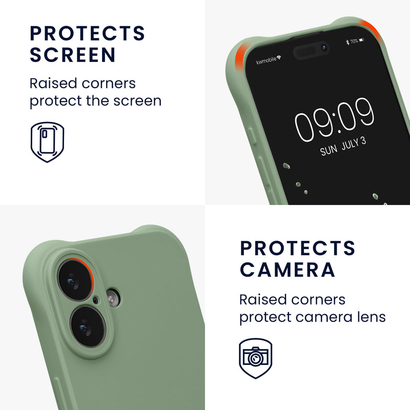kwmobile Necklace Case kompatibel mit Apple iPhone 17 Hülle - Cover mit Kordel zum Umhängen - Silikon Schutzhülle Graugrün Graugrün