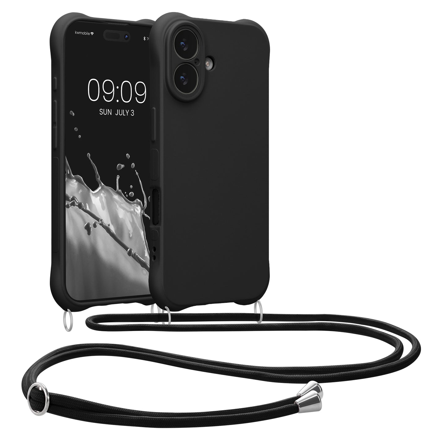 kwmobile Necklace Case kompatibel mit Apple iPhone 17 Hülle - Cover mit Kordel zum Umhängen - Silikon Schutzhülle Schwarz Schwarz