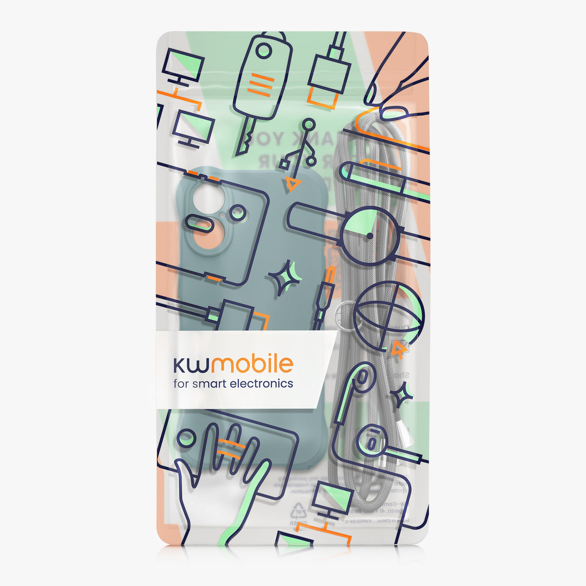 kwmobile Necklace Case kompatibel mit Apple iPhone 17 Hülle - Cover mit Kordel zum Umhängen - Silikon Schutzhülle Petrol Petrol