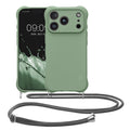 kwmobile Necklace Case kompatibel mit Apple iPhone 17 Pro Hülle - Cover mit Kordel zum Umhängen - Silikon Schutzhülle Graugrün Graugrün