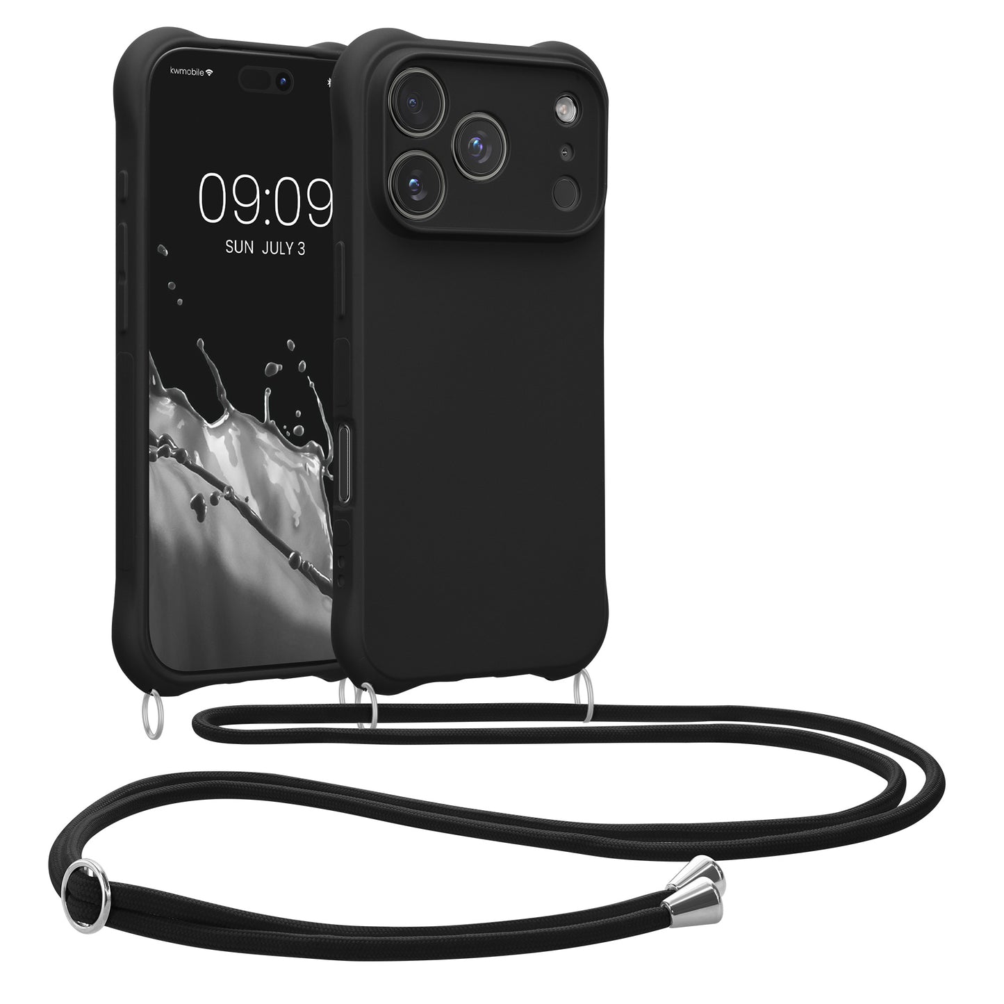 kwmobile Necklace Case kompatibel mit Apple iPhone 17 Pro Hülle - Cover mit Kordel zum Umhängen - Silikon Schutzhülle Schwarz Schwarz