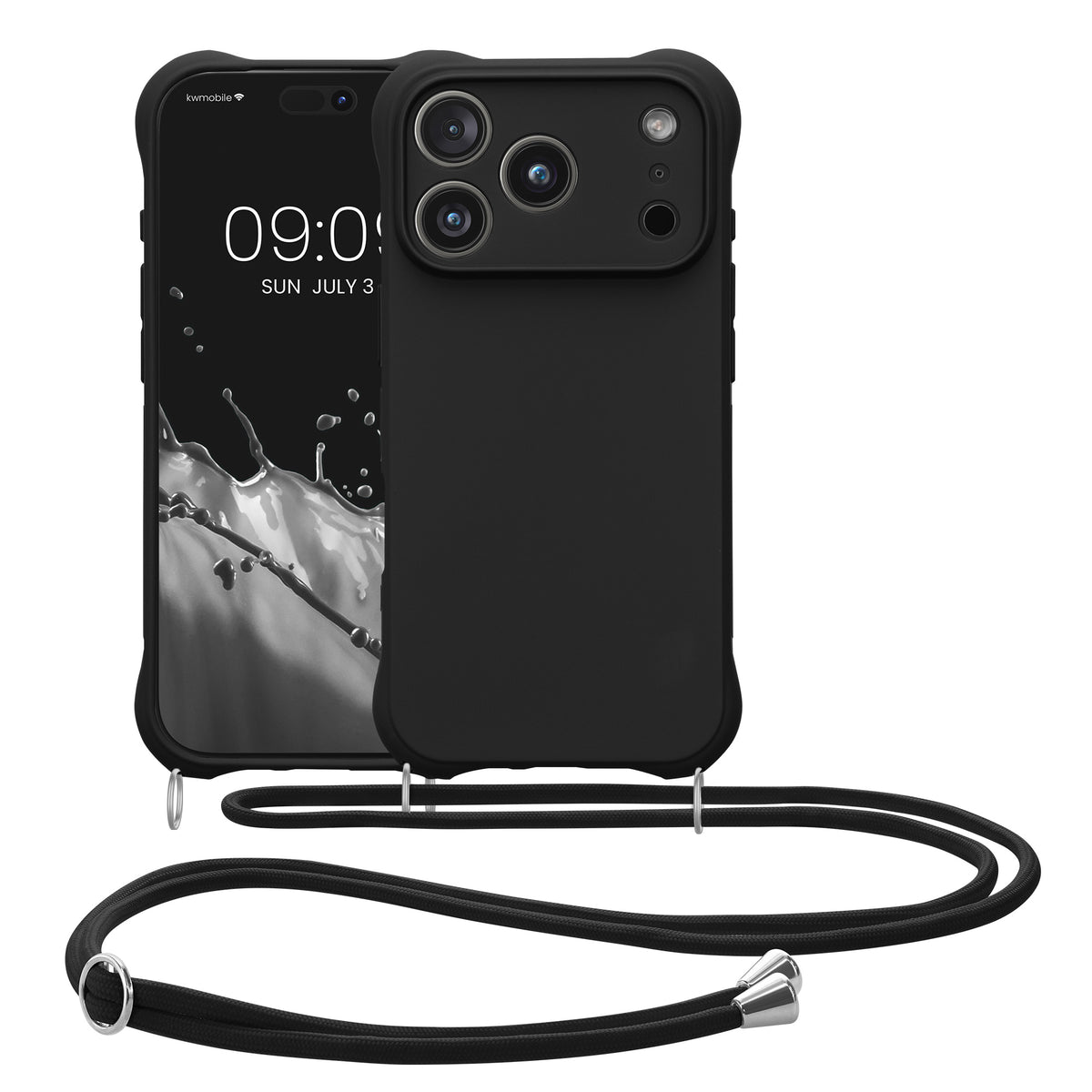 kwmobile Necklace Case kompatibel mit Apple iPhone 17 Pro Hülle - Cover mit Kordel zum Umhängen - Silikon Schutzhülle Schwarz Schwarz
