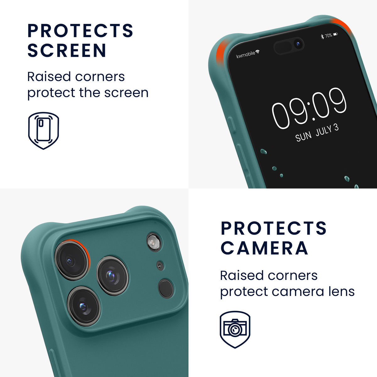 kwmobile Necklace Case kompatibel mit Apple iPhone 17 Pro Hülle - Cover mit Kordel zum Umhängen - Silikon Schutzhülle Petrol Petrol