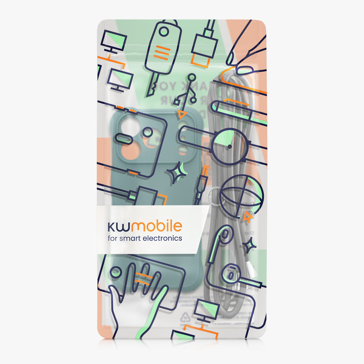 kwmobile Necklace Case kompatibel mit Apple iPhone 17 Pro Hülle - Cover mit Kordel zum Umhängen - Silikon Schutzhülle Petrol Petrol