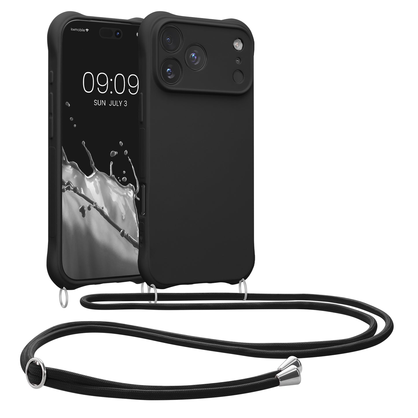 kwmobile Necklace Case kompatibel mit Apple iPhone 17 Pro Max Hülle - Cover mit Kordel zum Umhängen - Silikon Schutzhülle Schwarz Schwarz