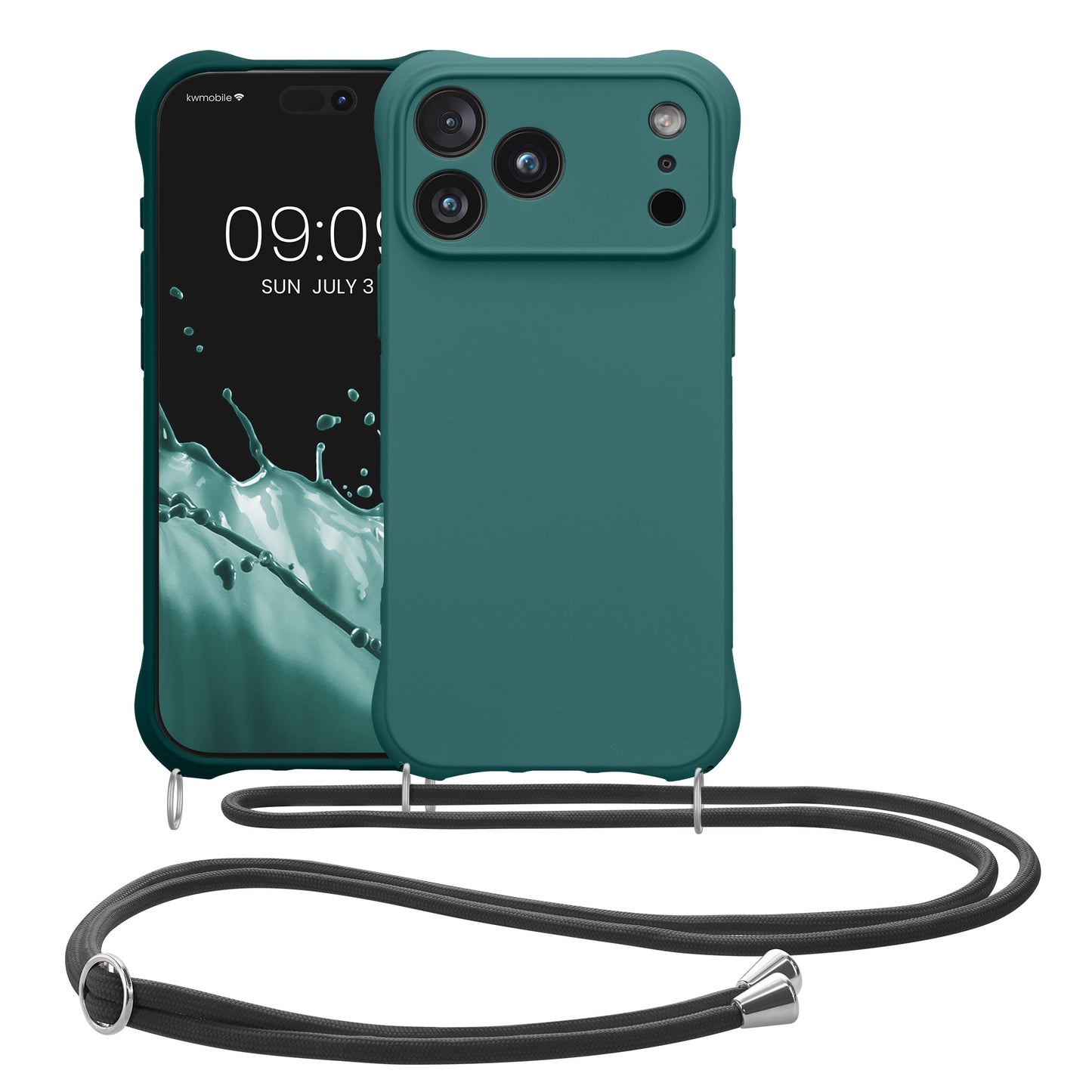 kwmobile Necklace Case kompatibel mit Apple iPhone 17 Pro Max Hülle - Cover mit Kordel zum Umhängen - Silikon Schutzhülle Petrol Petrol