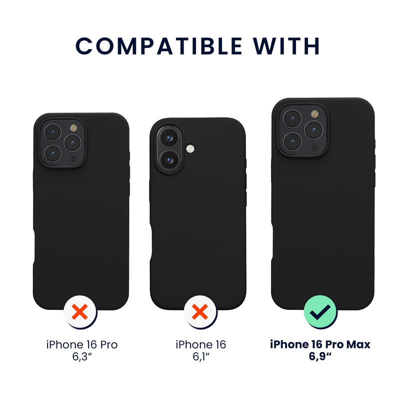 kwmobile Handyhülle mit 2x Displayschutzfolien kompatibel mit Apple iPhone 16 Pro Max Hülle - Screen Protector aus gehärtetem Glas - kabelloses Laden - Schwarz Schwarz