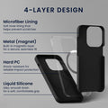 kwmobile Handyhülle mit 2x Displayschutzfolien kompatibel mit Apple iPhone 16 Pro Max Hülle - Screen Protector aus gehärtetem Glas - kabelloses Laden - Schwarz Schwarz