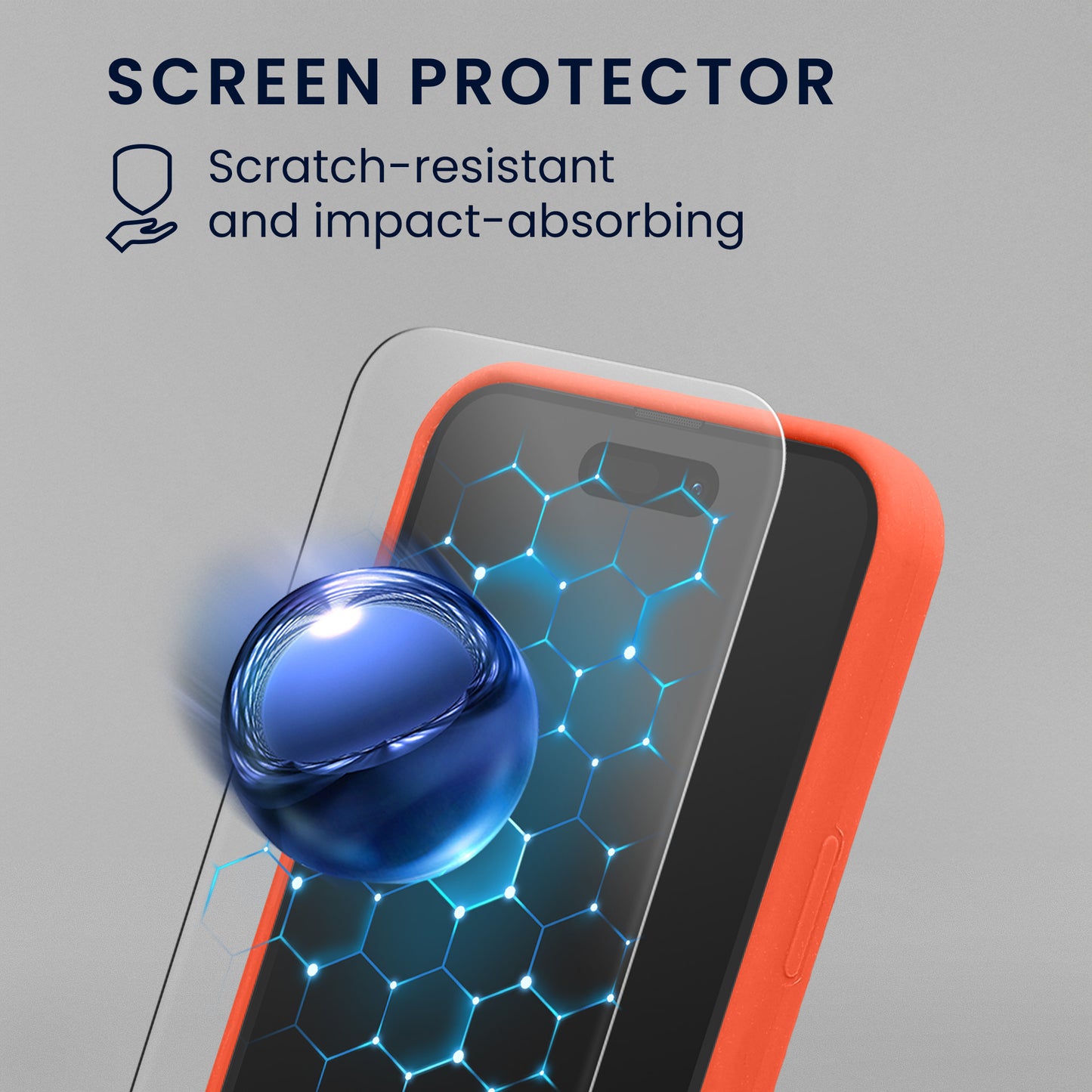 kwmobile Handyhülle mit 2x Displayschutzfolien kompatibel mit Apple iPhone 16 Pro Max Hülle - Screen Protector aus gehärtetem Glas - kabelloses Laden - Leuchtende Koralle Leuchtende Koralle