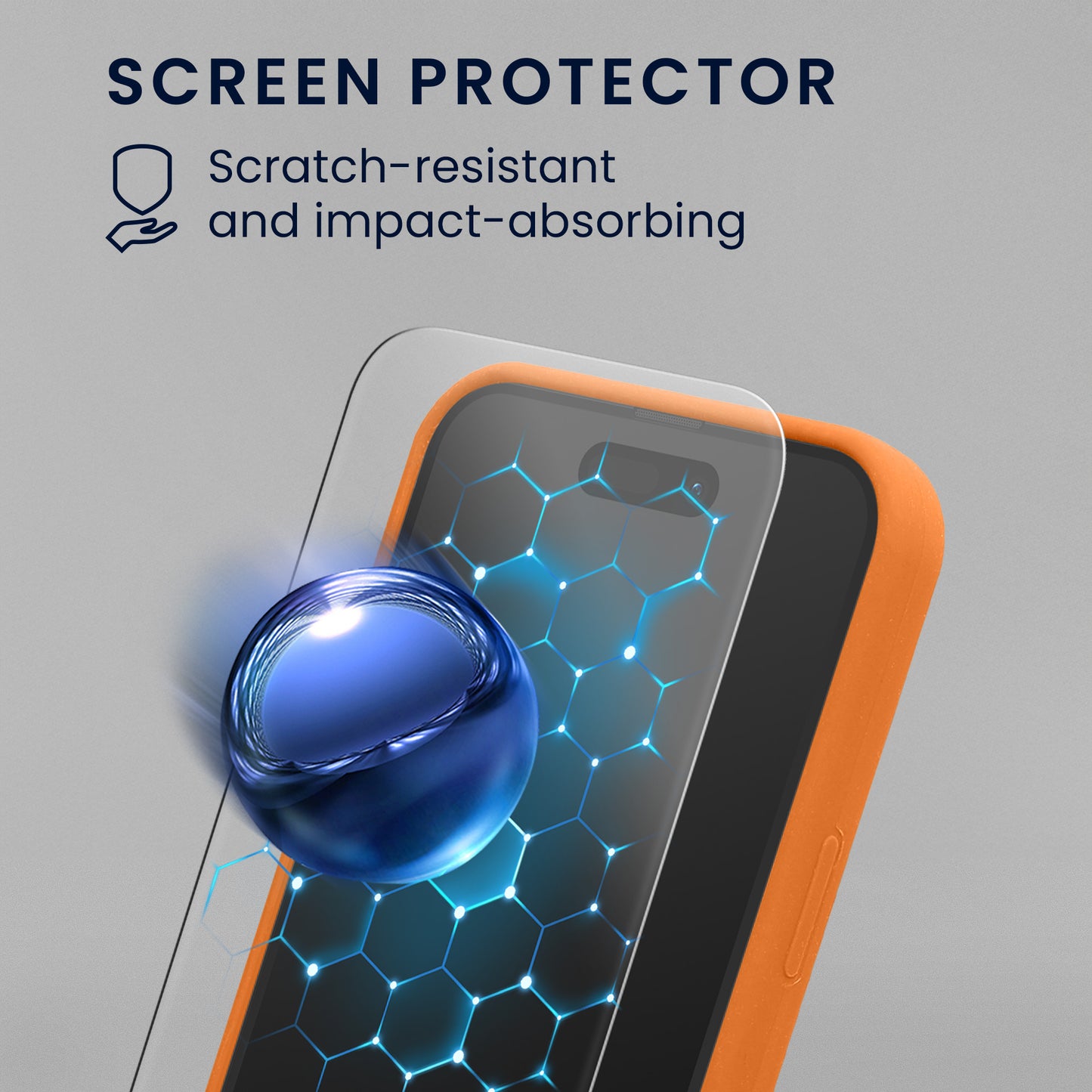 kwmobile Handyhülle mit 2x Displayschutzfolien kompatibel mit Apple iPhone 16 Pro Max Hülle - Screen Protector aus gehärtetem Glas - kabelloses Laden - Fruity Orange Fruity Orange
