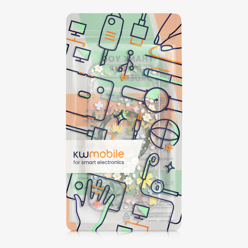 kwmobile kristallklares Hardcase kompatibel mit Google Pixel 11 Hülle - kompatibel mit MagSafe - Acryl-Hülle mit TPU Case - Zauberhafte Blumen Gelb  [dsg01]