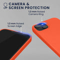 kwmobile Handyhülle mit 2x Displayschutzfolien kompatibel mit Apple iPhone 14 Hülle - Screen Protector aus gehärtetem Glas - kabelloses Laden - Leuchtende Koralle Leuchtende Koralle