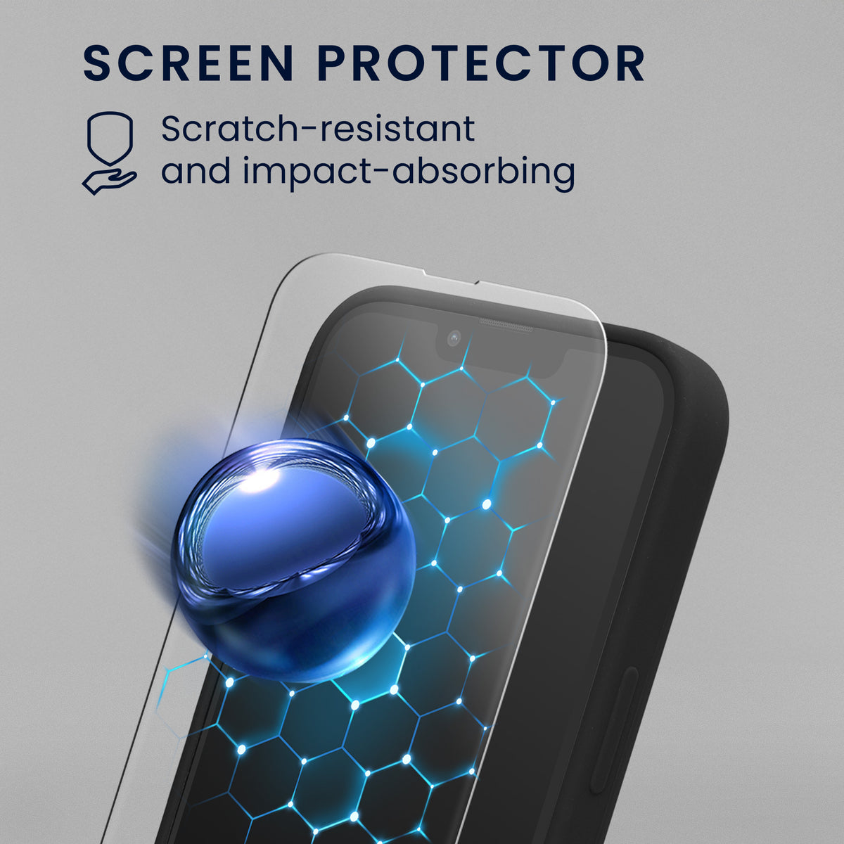 kwmobile Handyhülle mit 2x Displayschutzfolien kompatibel mit Apple iPhone 14 Hülle - Screen Protector aus gehärtetem Glas - kabelloses Laden - Schwarz Schwarz