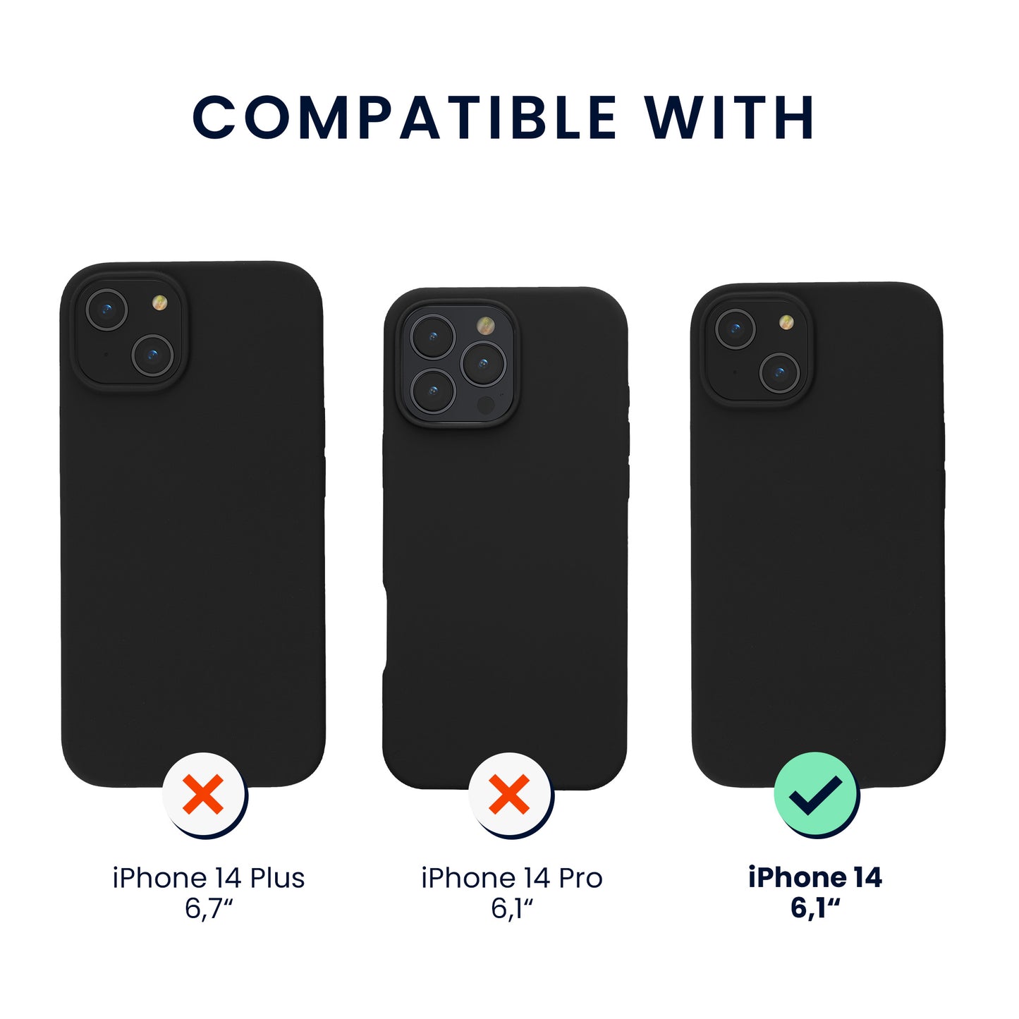 kwmobile Handyhülle mit 2x Displayschutzfolien kompatibel mit Apple iPhone 14 Hülle - Screen Protector aus gehärtetem Glas - kabelloses Laden - Schwarz Schwarz