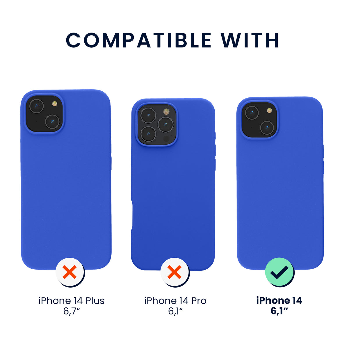 kwmobile Handyhülle mit 2x Displayschutzfolien kompatibel mit Apple iPhone 14 Hülle - Screen Protector aus gehärtetem Glas - kabelloses Laden - Baltik Blau Baltik Blau