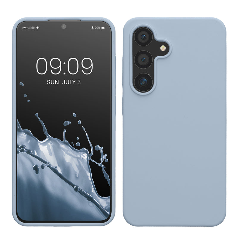 kwmobile Handyhülle für Samsung Galaxy S24 Hülle - Case Silikon - Kabelloses Laden - Schutzhülle Cover in Hellblau matt Hellblau matt  