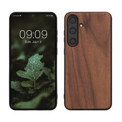 Samsung Galaxy S24 Plus Shockproof Hard Case with TPU Bumper Walnut Wood