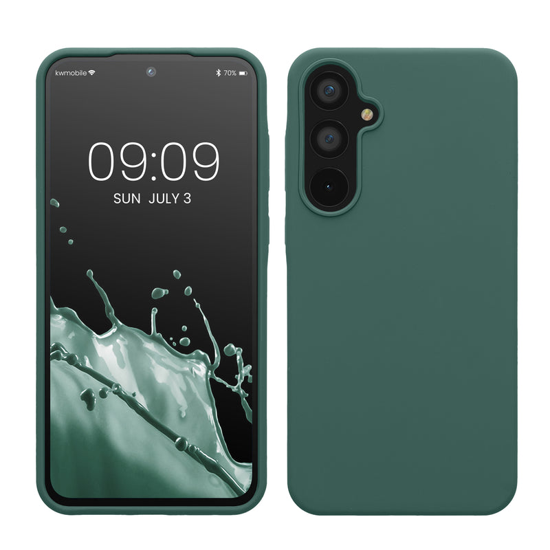 kwmobile Handyhülle für Samsung Galaxy A55 5G Hülle - Case Silikon - Kabelloses Laden - Schutzhülle Cover in Tannengrün Tannengrün  