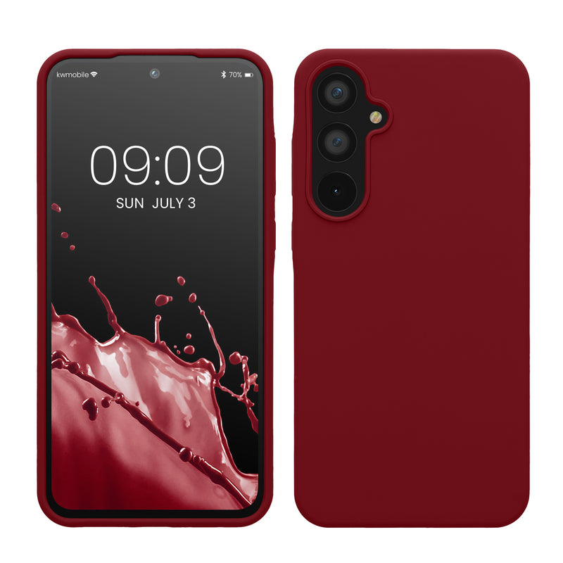 kwmobile Handyhülle für Samsung Galaxy A55 5G Hülle - Case Silikon - Kabelloses Laden - Schutzhülle Cover in Rhabarber Rot Rhabarber Rot  