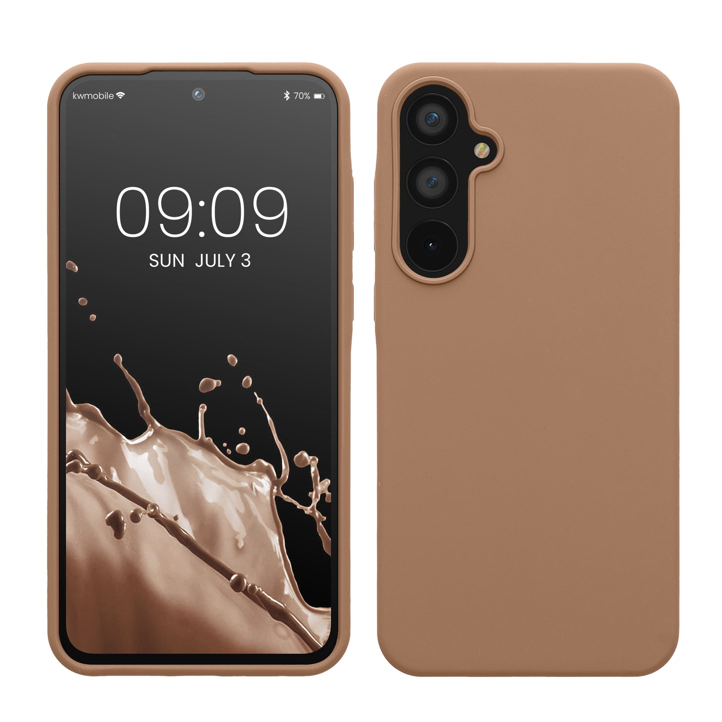 kwmobile Handyhülle für Samsung Galaxy A55 5G Hülle - Case Silikon - Kabelloses Laden - Schutzhülle Cover in Cappuccino Cappuccino  
