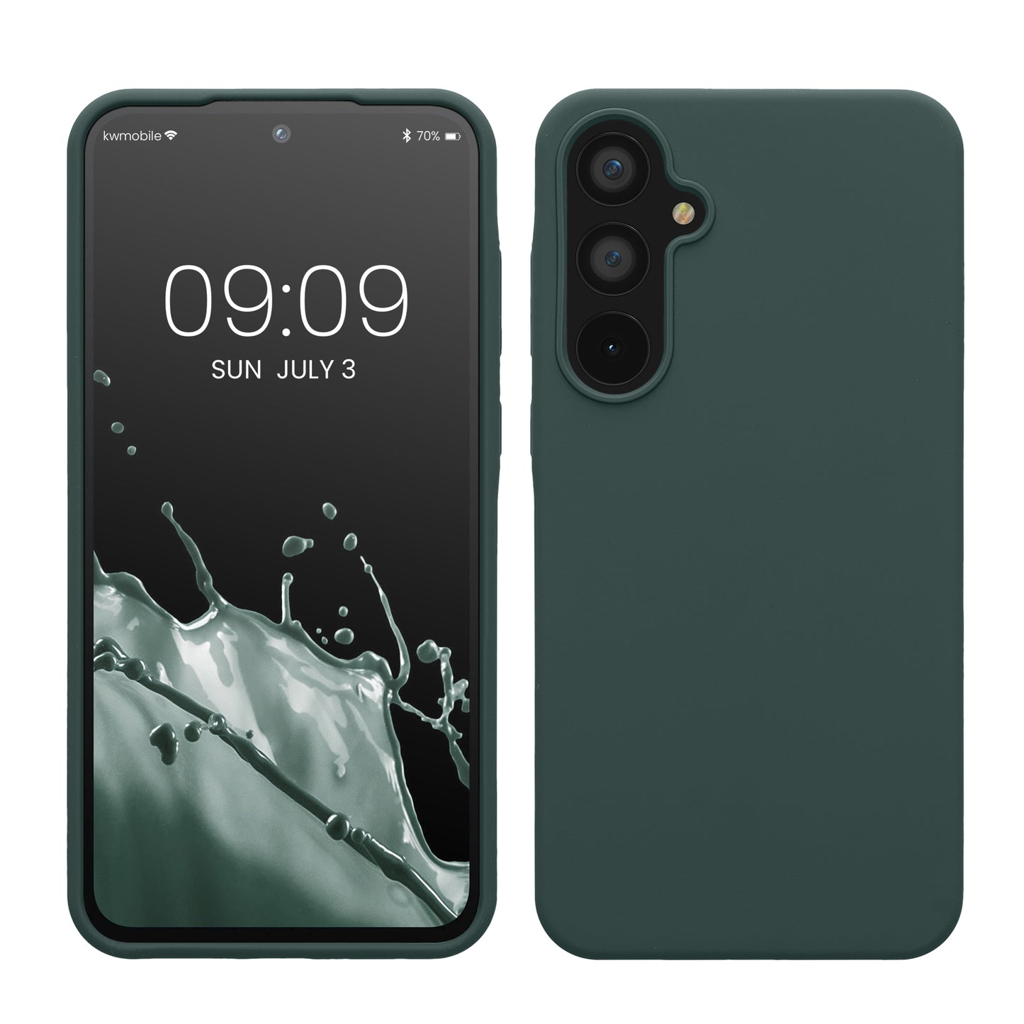 kwmobile Handyhülle für Samsung Galaxy A55 5G Hülle - Case Silikon - Kabelloses Laden - Schutzhülle Cover in Blaugrün Blaugrün  