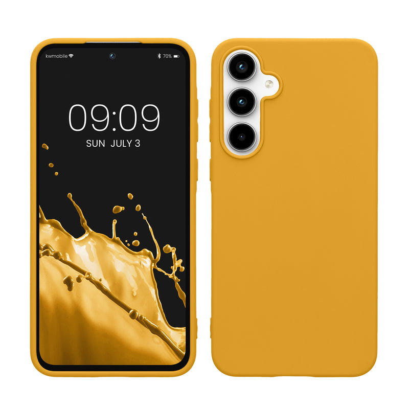 kwmobile Handyhülle für Samsung Galaxy A55 5G Hülle - TPU Case - Kabelloses Laden - Schutzhülle Cover in Honiggelb Honiggelb  