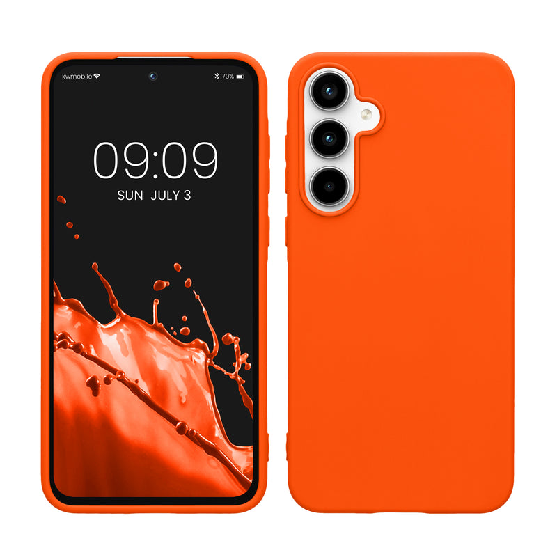 kwmobile Handyhülle für Samsung Galaxy A55 5G Hülle - TPU Case - Kabelloses Laden - Schutzhülle Cover in Neon Orange Neon Orange  