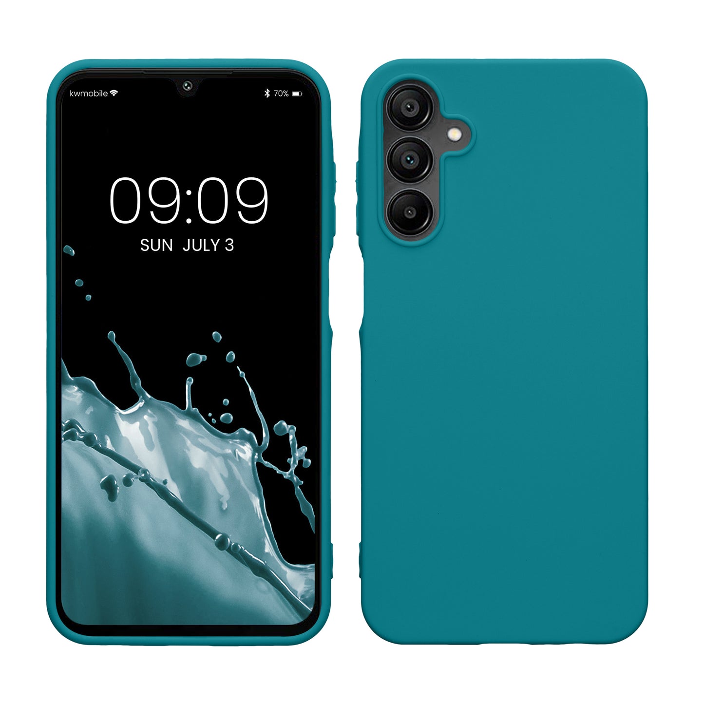 kwmobile Handyhülle für Samsung Galaxy A15 5G Hülle - TPU Case - Kabelloses Laden - Schutzhülle Cover in Petrol matt Petrol matt  