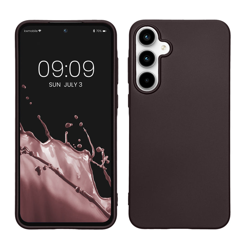 kwmobile Handyhülle für Samsung Galaxy A55 5G Hülle - Silikon Case metallisch schimmernd - Schutzhülle Cover - Metallic Brombeere Metallic Brombeere  