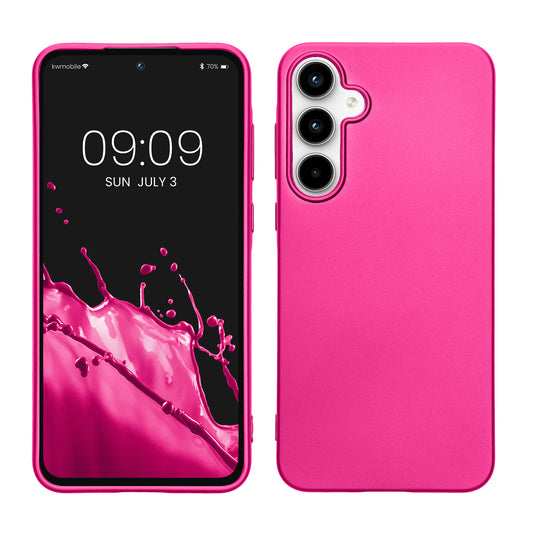 kwmobile Handyhülle für Samsung Galaxy A55 5G Hülle - Silikon Case metallisch schimmernd - Schutzhülle Cover - Metallic Pink Metallic Pink  