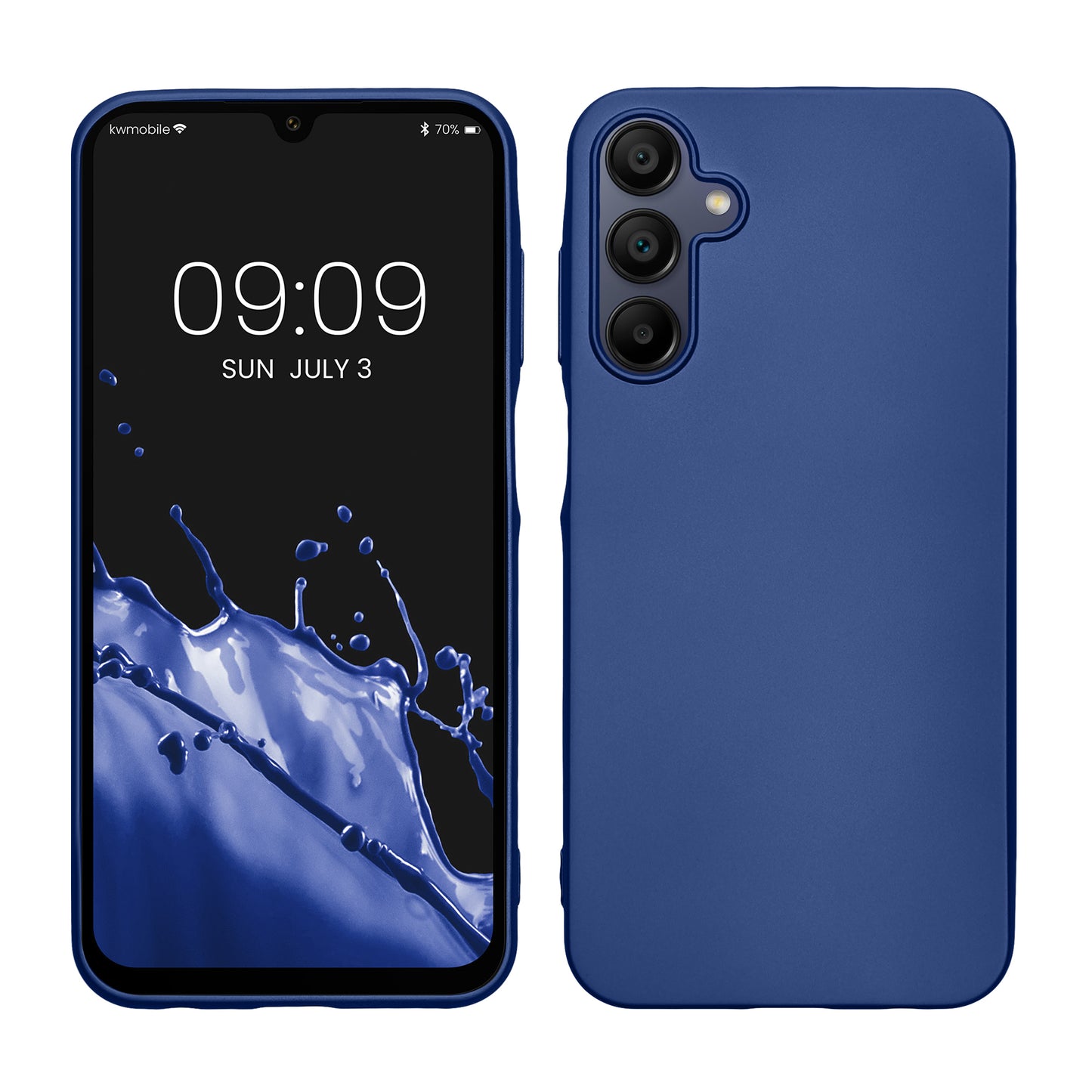 kwmobile Handyhülle für Samsung Galaxy A15 5G Hülle - Silikon Case metallisch schimmernd - Schutzhülle Cover - Metallic Blau Metallic Blau  