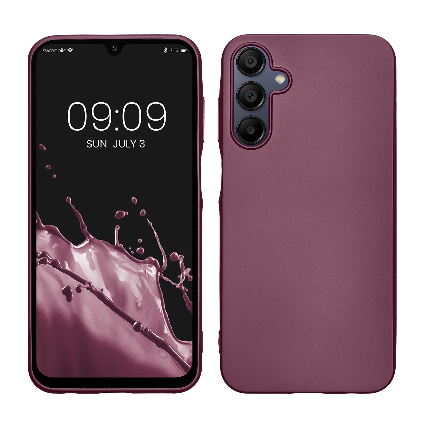 kwmobile Handyhülle für Samsung Galaxy A15 5G Hülle - Silikon Case metallisch schimmernd - Schutzhülle Cover - Metallic Lavendel Metallic Lavendel  