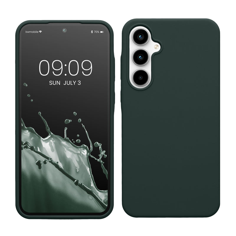 kwmobile Handyhülle für Samsung Galaxy A35 Hülle - Case Silikon - Kabelloses Laden - Schutzhülle Cover in Moosgrün Moosgrün  
