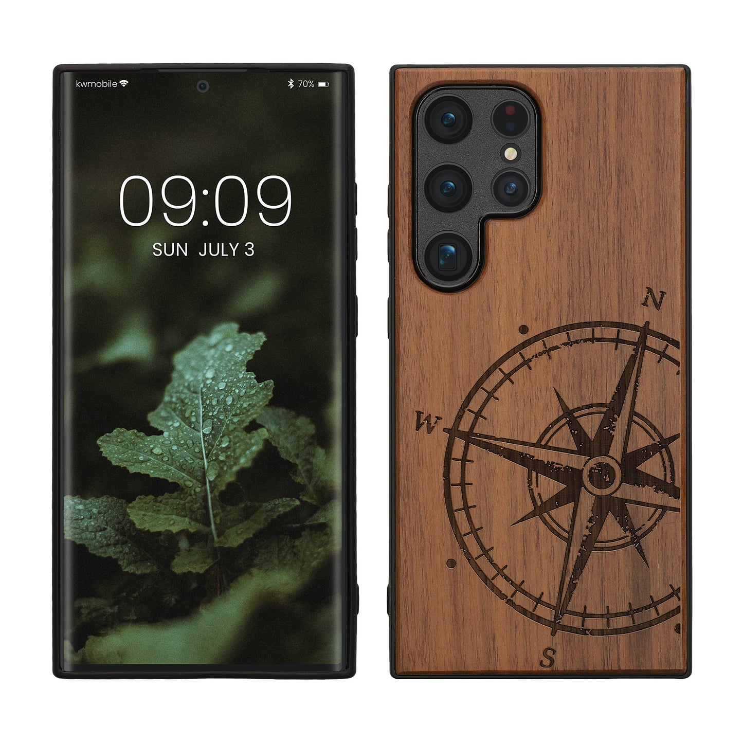 kwmobile Handyhülle für Samsung Galaxy S24 Ultra Hülle Holz - Case mit TPU Bumper - Stoßfestes Hardcase - Schutzhülle Cover in Dunkelbraun Dunkelbraun  [dsg01]