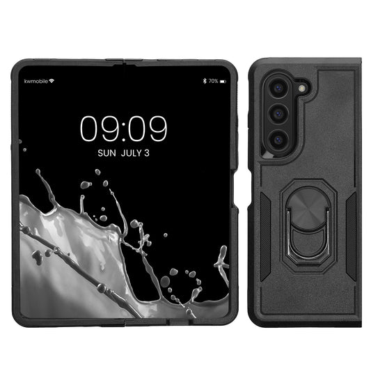 Samsung Galaxy Z Fold5 Hard Shell Phone Case with Ring Holder Black